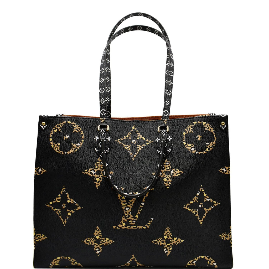 Louis Vuitton Black and Orange Jungle Giant Monogram Onthego Tote GM, 2019 (Very Good) , Brown/Orange/Beige Womens Handbag