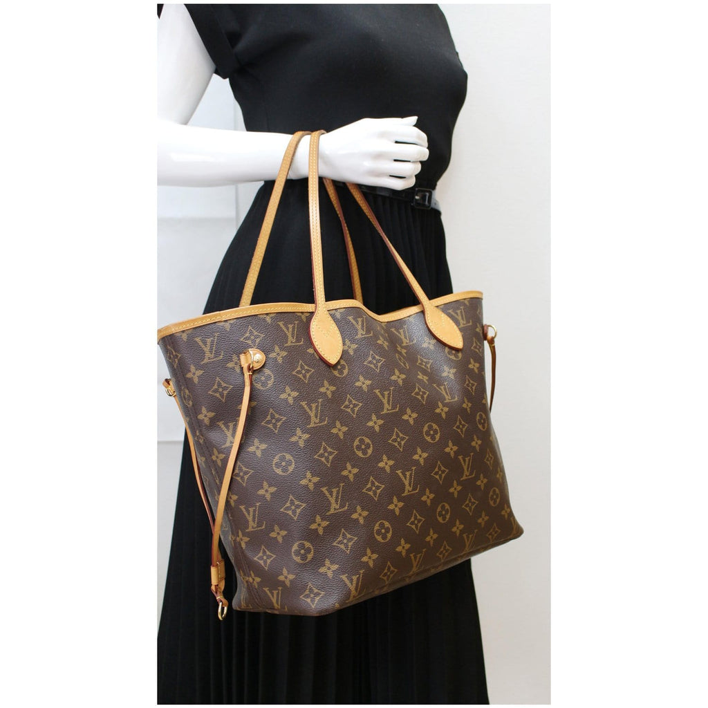 Neverfull cloth handbag Louis Vuitton Brown in Cloth - 31785972