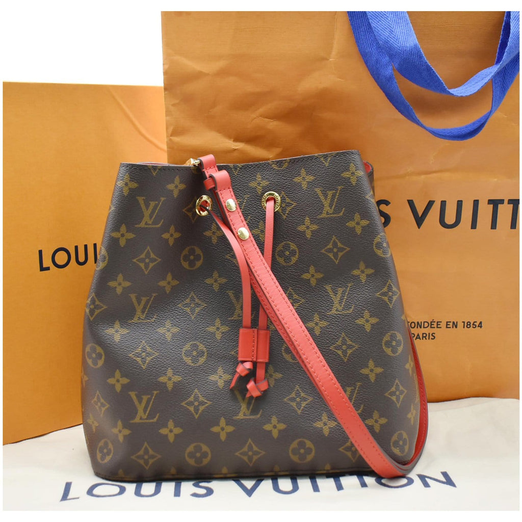 LOUIS VUITTON NEONOE MONOGRAM COQUELICOT M44021 HANDBAG/ EXCELLENT