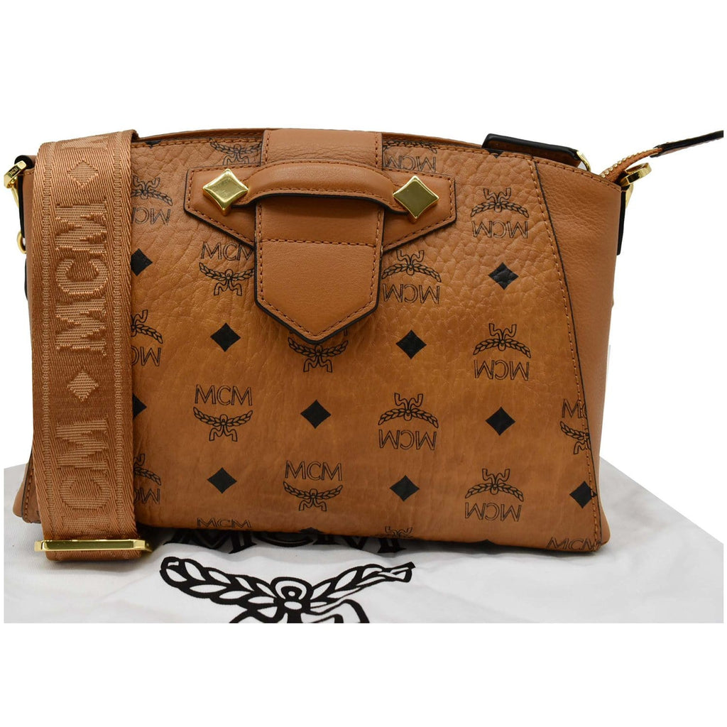 MCM Essential Small Visetos Crossbody Bag Cognac - Buy Now