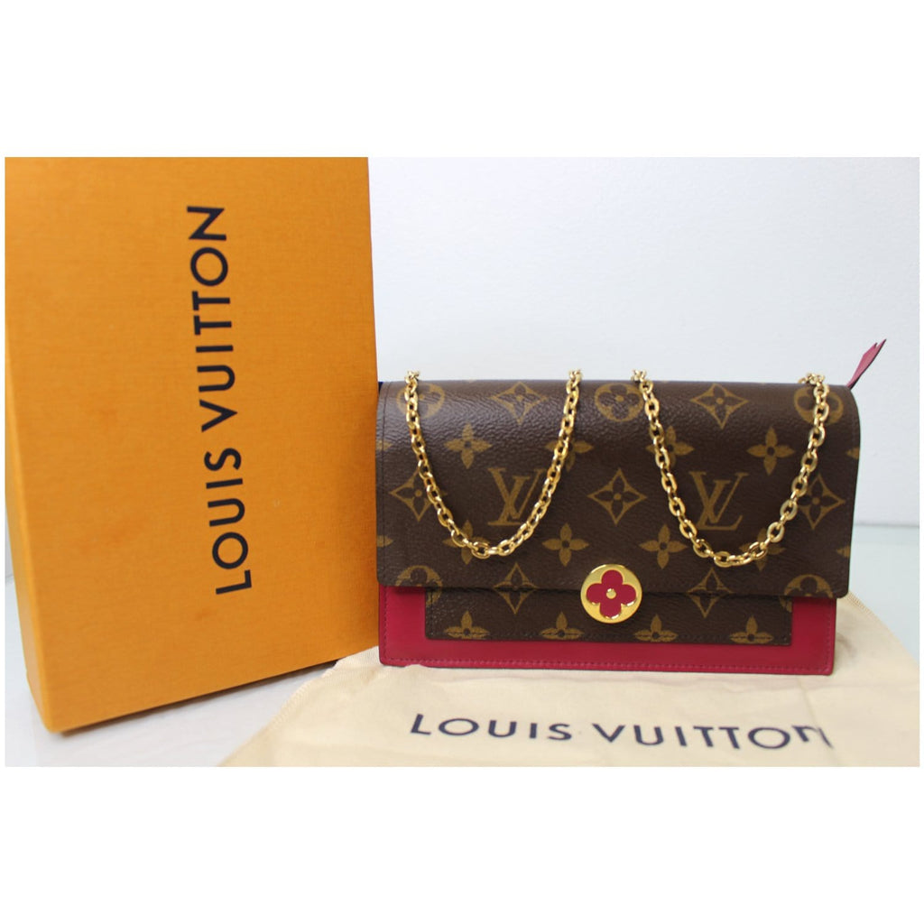 LOUIS VUITTON Brown Monogram Canvas Flore Chain Wallet - ShopperBoard