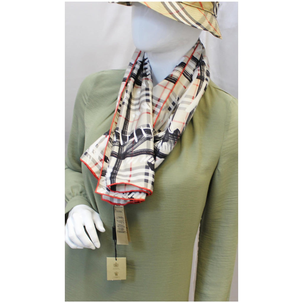 BURBERRY Scribble Vintage Check Scarf Stone