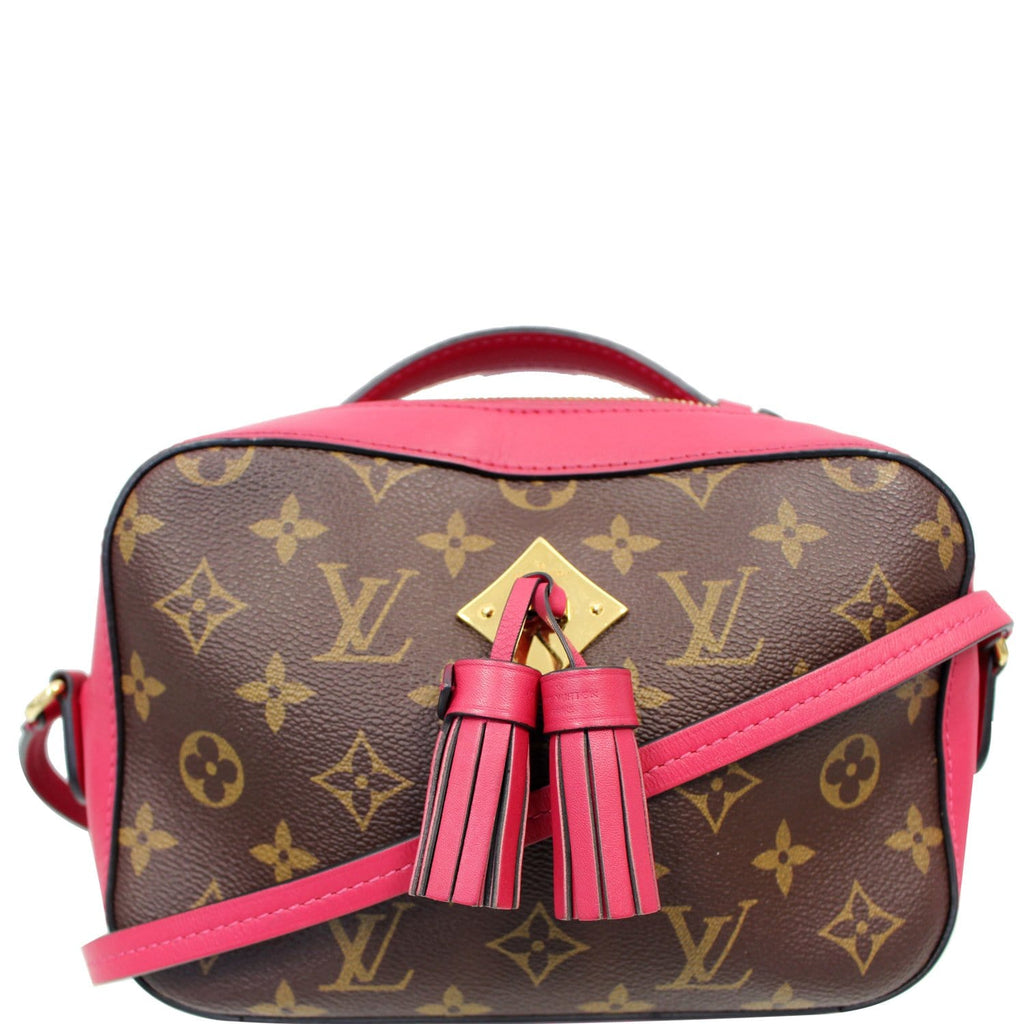 Louis Vuitton, Bags, Louis Vuitton Saintonge Small Crossbody Brown  Monogram Fuchsia Pink Tassel
