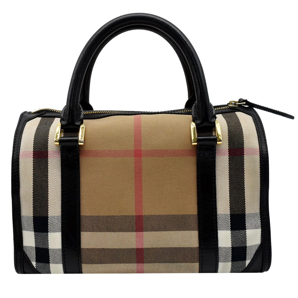 Beige Haymarket Check Coated Canvas Boston Small