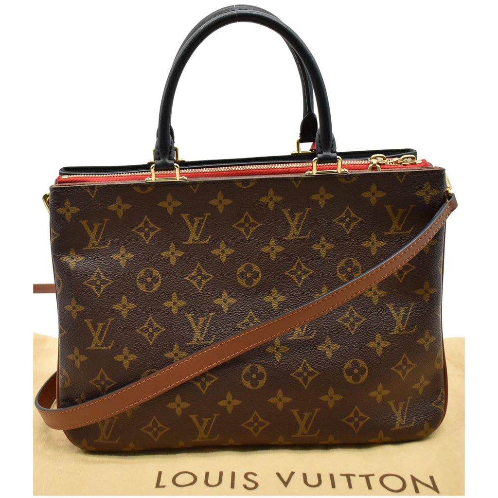 Louis Vuitton Millefeuille Handbag Monogram Canvas Leather Brown Pink Cream