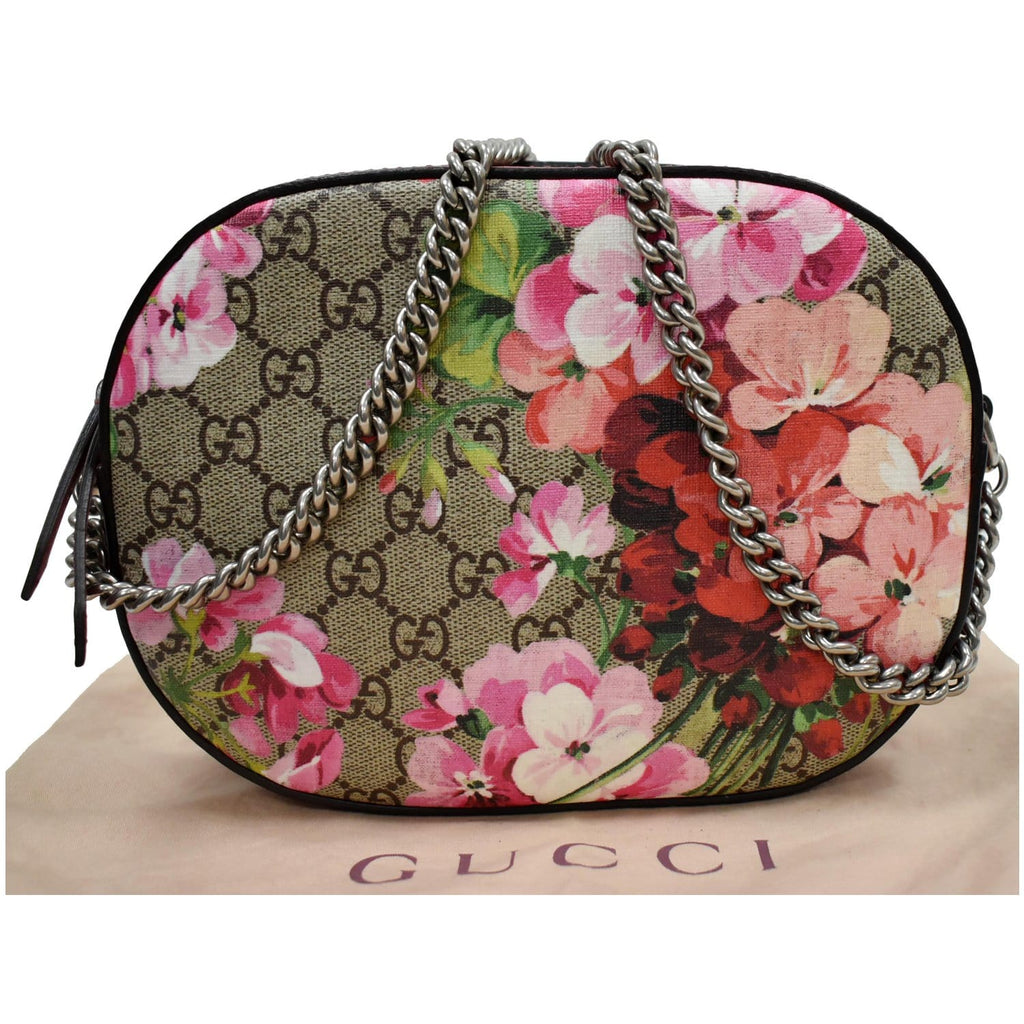 GUCCI GG Supreme Monogram Blooms Print Mini Chain Crossbody