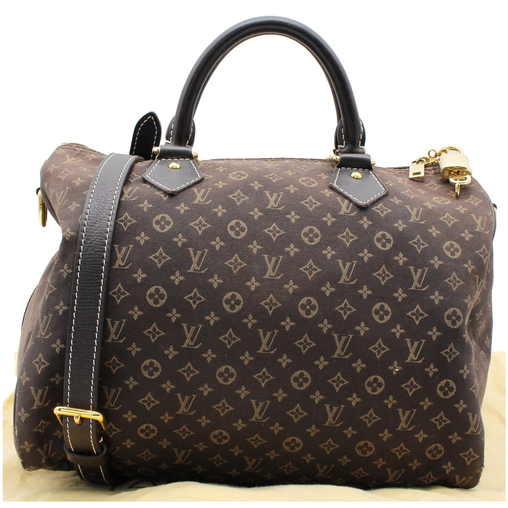 Louis Vuitton Ebene Brown Monogram Mini Lin Speedy 30 Boston Bag