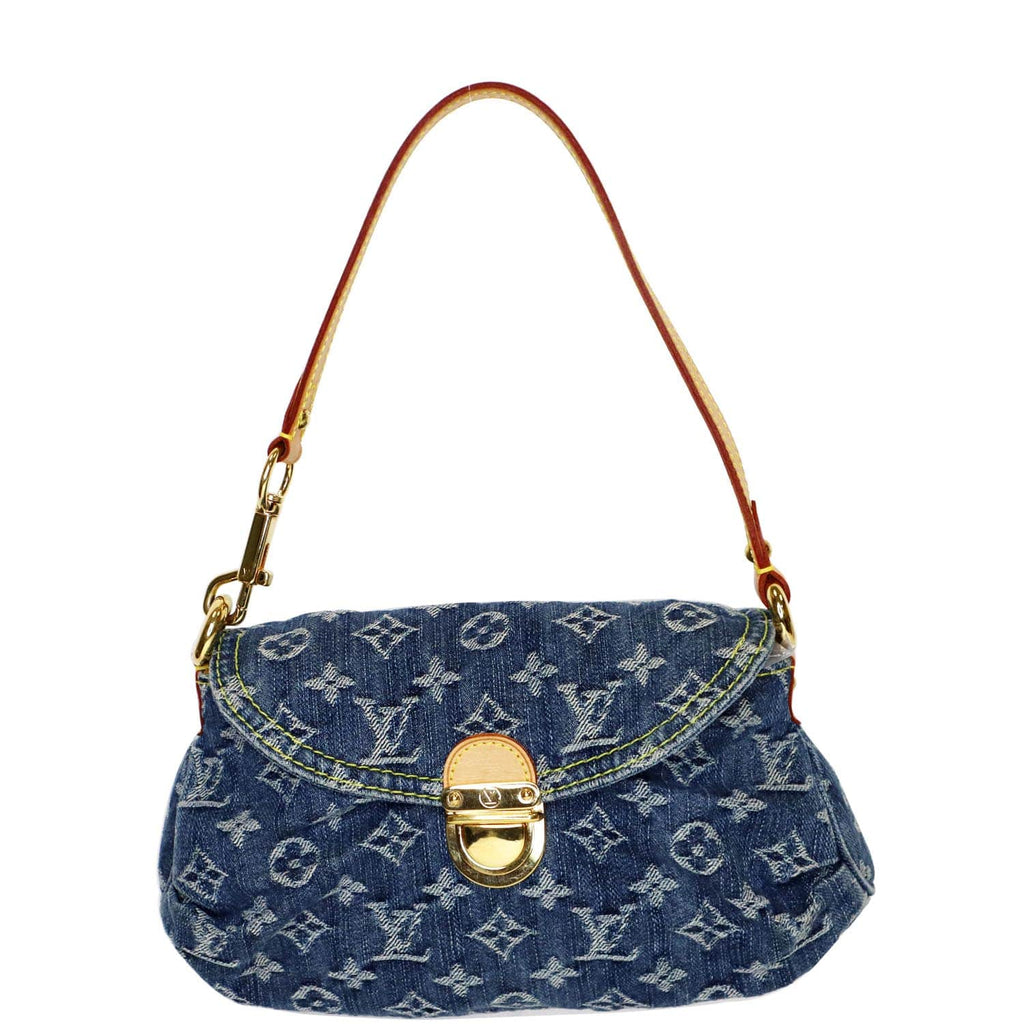 $830 Louis Vuitton Blue Denim Mini Pleaty Shoulder Bag Clutch Purse -  Lust4Labels