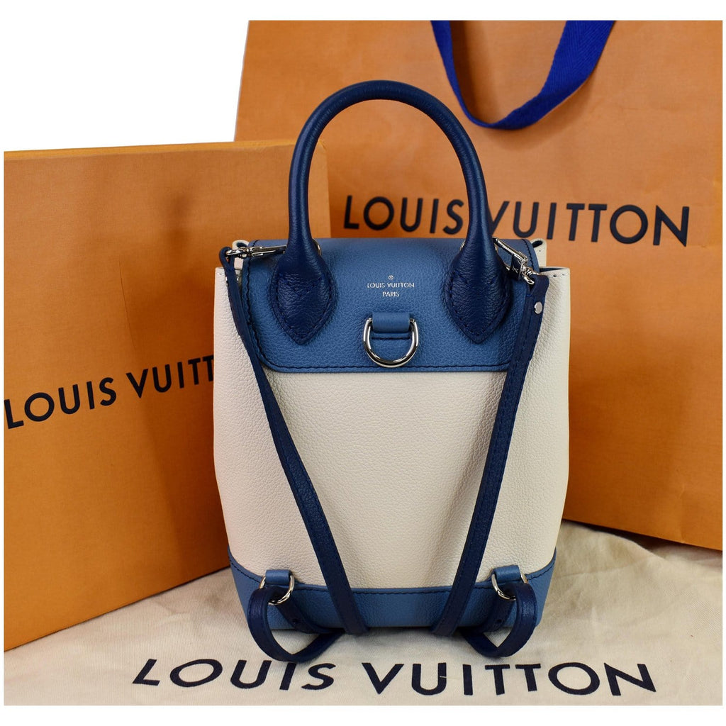 LOUIS VUITTON LV SHW Lockme Backpack 2Way Shoulder Bag Calf Leather Blue  Beige