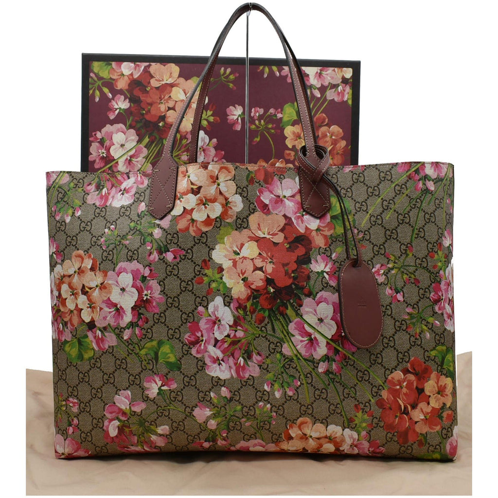 Gucci Bicolor GG Supreme Blooms Medium Reversible Tote Medium Bag