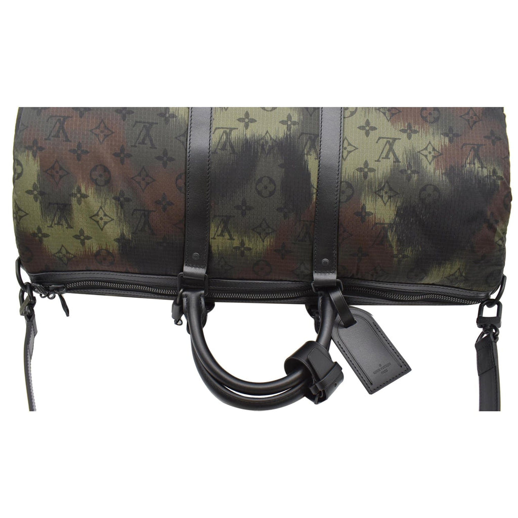 Louis+Vuitton+Keepall+50+Duffle+Bag+Camouflage+Nylon+M56416+Shoulder+Auth+LV  for sale online