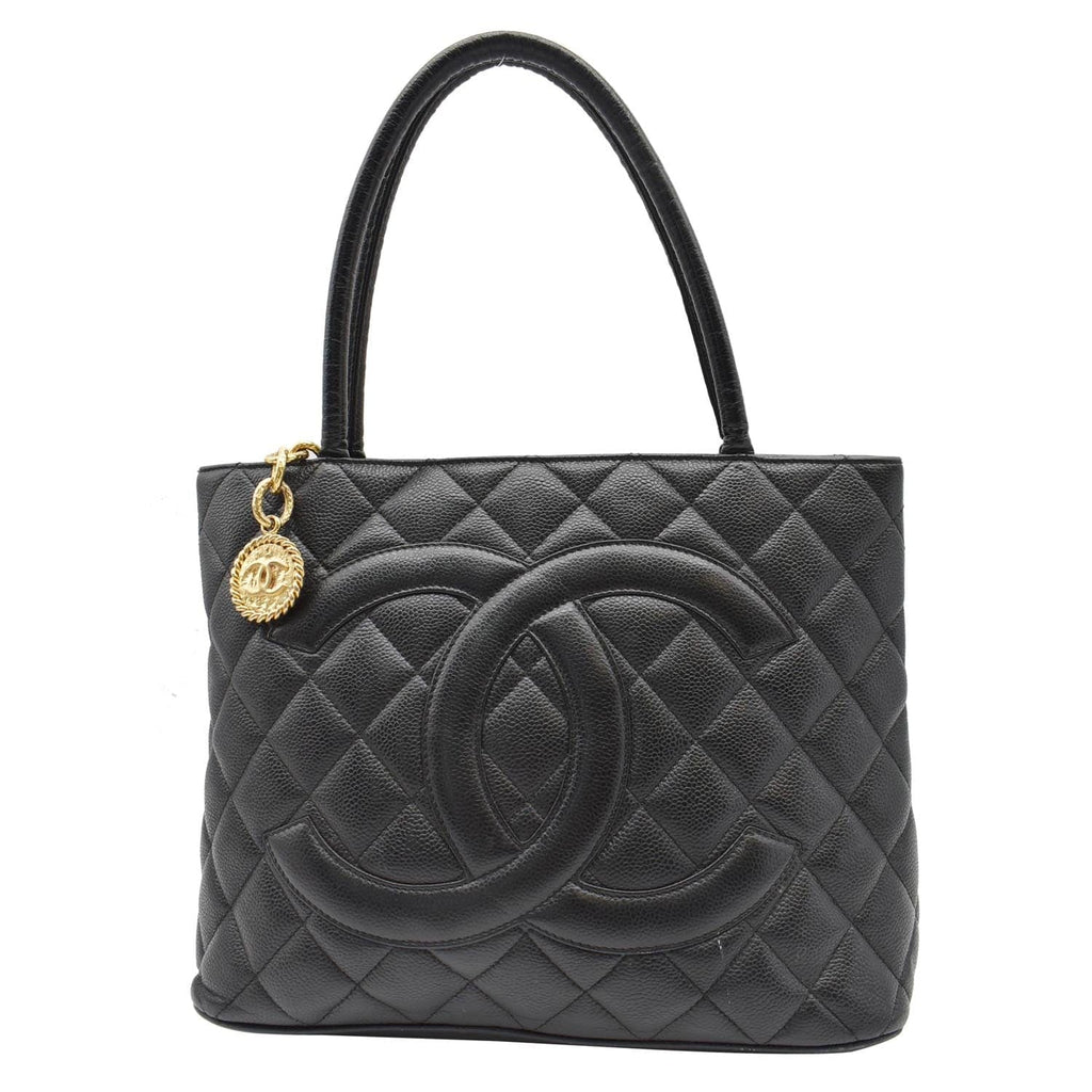 Chic Chanel Medallion Quilted Tote Bag Caviar Skin Dark Brown