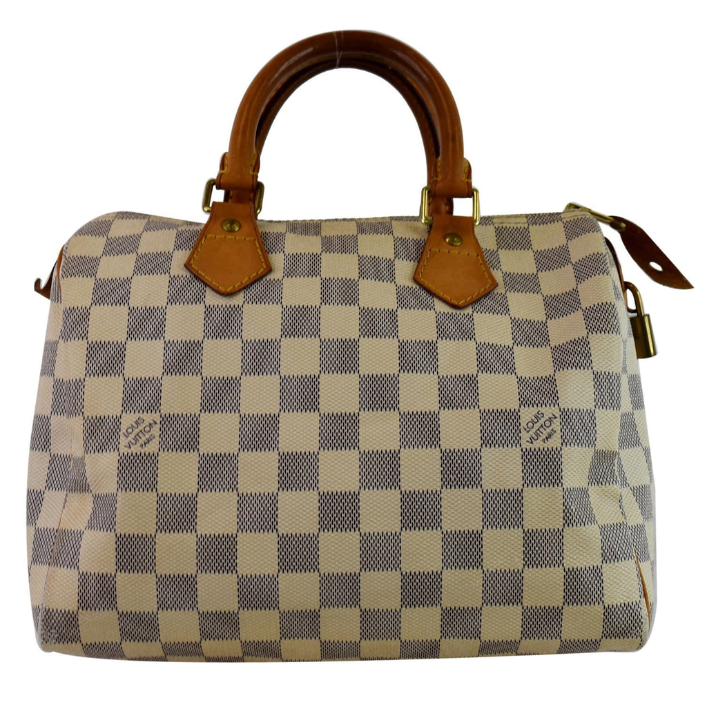 White Louis Vuitton Damier Azur Speedy 25 Boston Bag – Designer