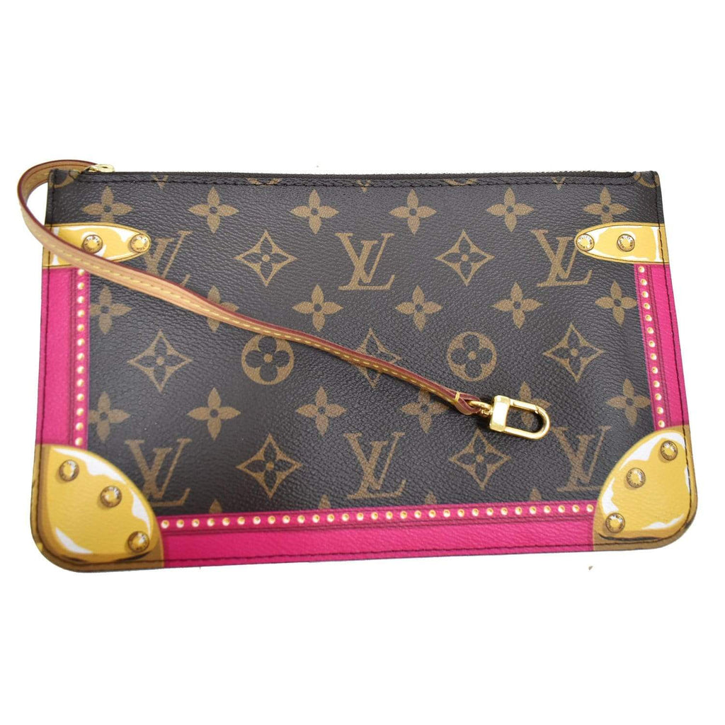 Louis Vuitton Rare Summer Trunks Monogram Neverfull Pochette GM Wristlet Bag