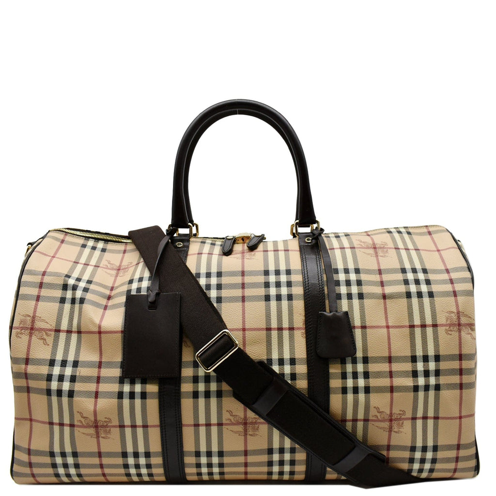 Burberry Beige Haymarket Check Canvas Duffle Bag Q3B0UNRV0B001
