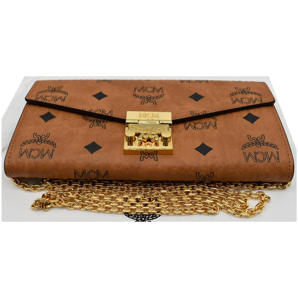 MCM Patricia Visetos Continental Wallet On A Chain Berlin Gold Leather -  MyDesignerly