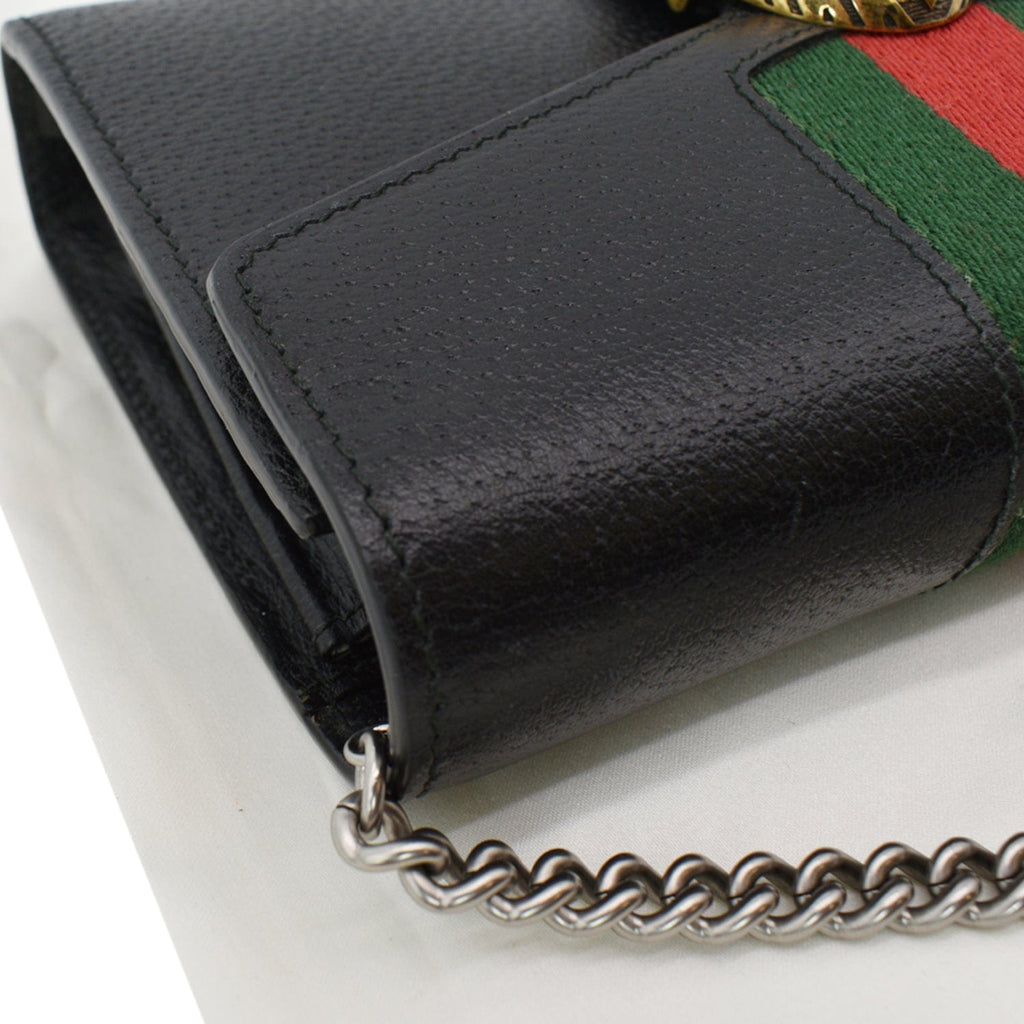 Gucci Dionysus Web Chain Wallet Leather Small Black 2259311