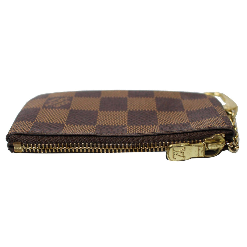⭐️⭐️BROWN CHECKERED DAMIER PRINT COIN WALLET ZIP KEY POUCH - NEW