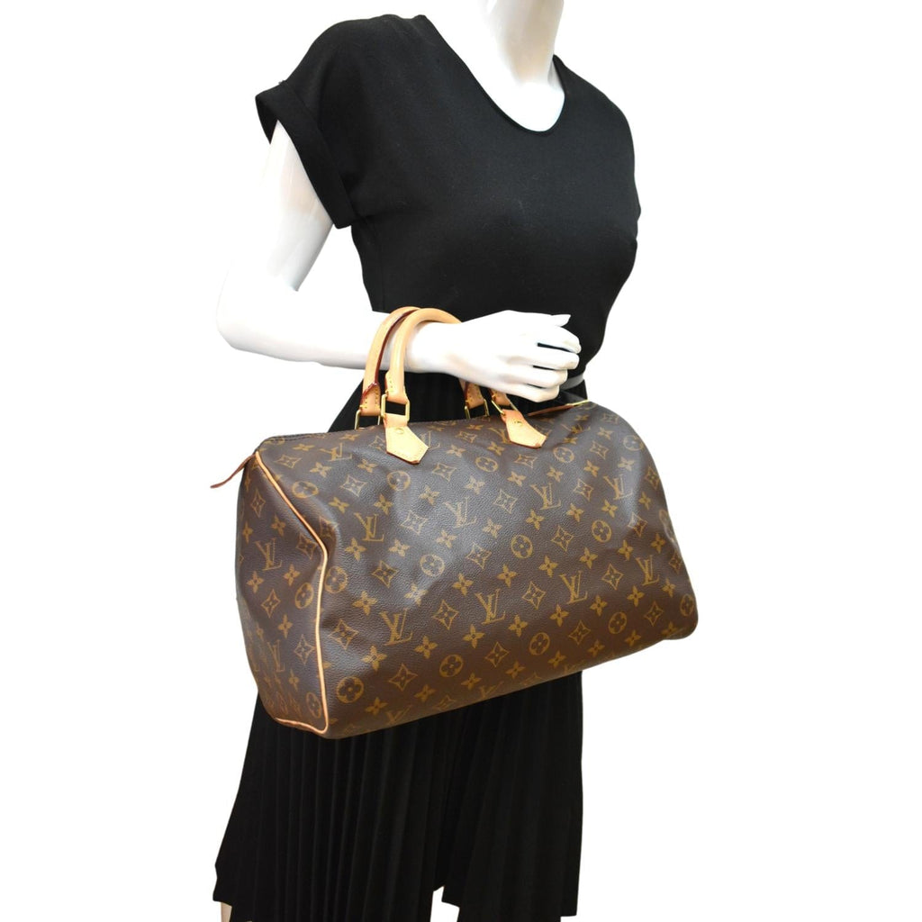 Louis Vuitton Bag Monogram Speedy 35 Brown Canvas Handbag Mini