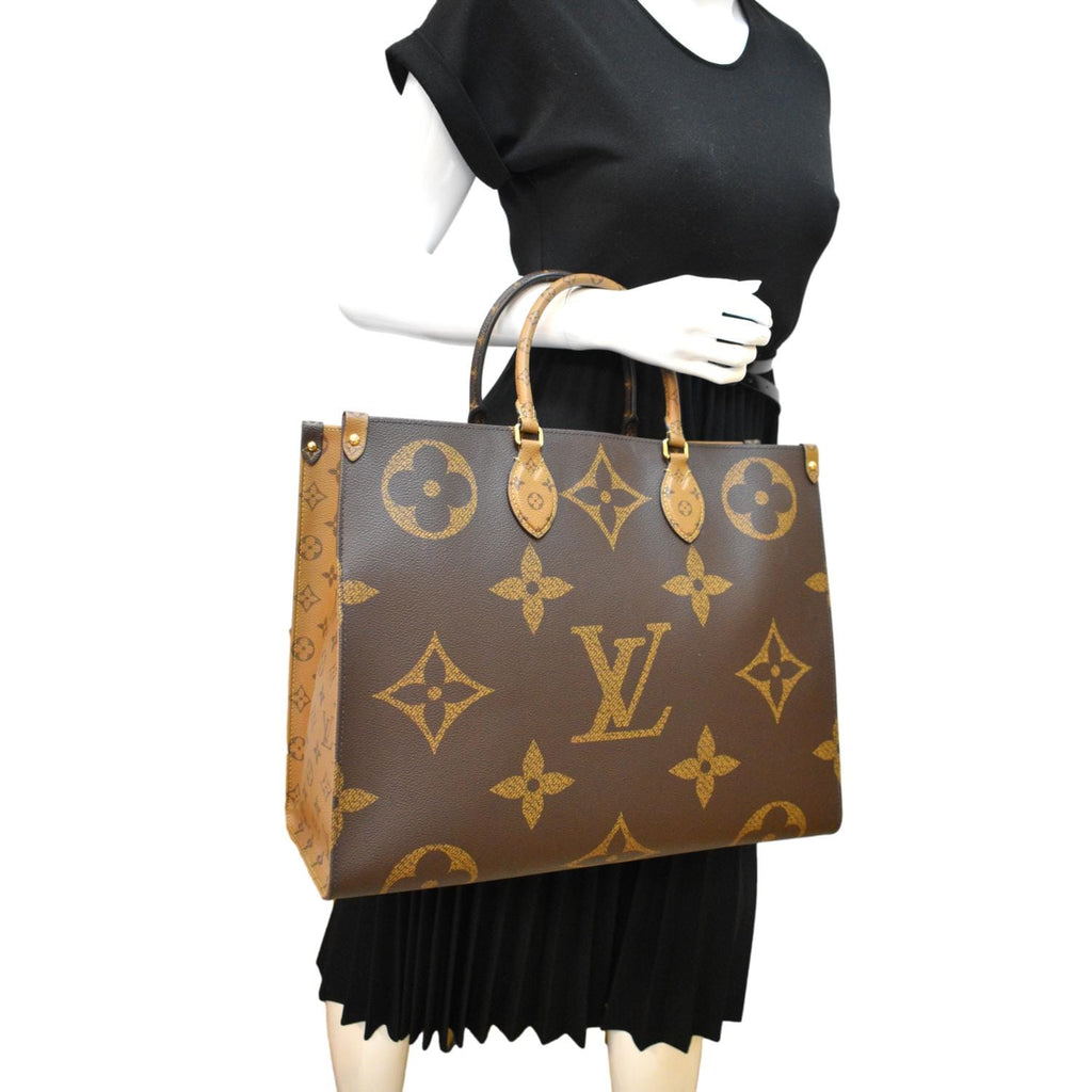 Louis+Vuitton+OnTheGo+Fabric+Interior+Tote+GM+Black%2FBrown+Canvas