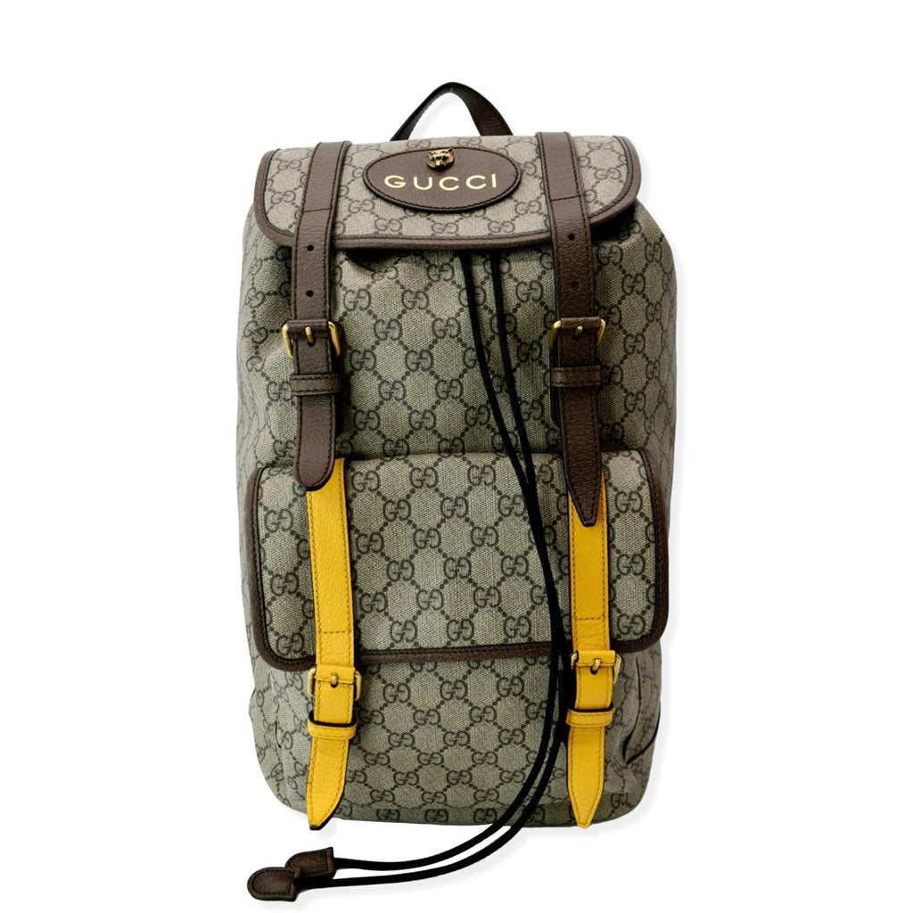 Shop GUCCI GG Supreme Canvas Plain Leather Logo Backpacks by Eretico