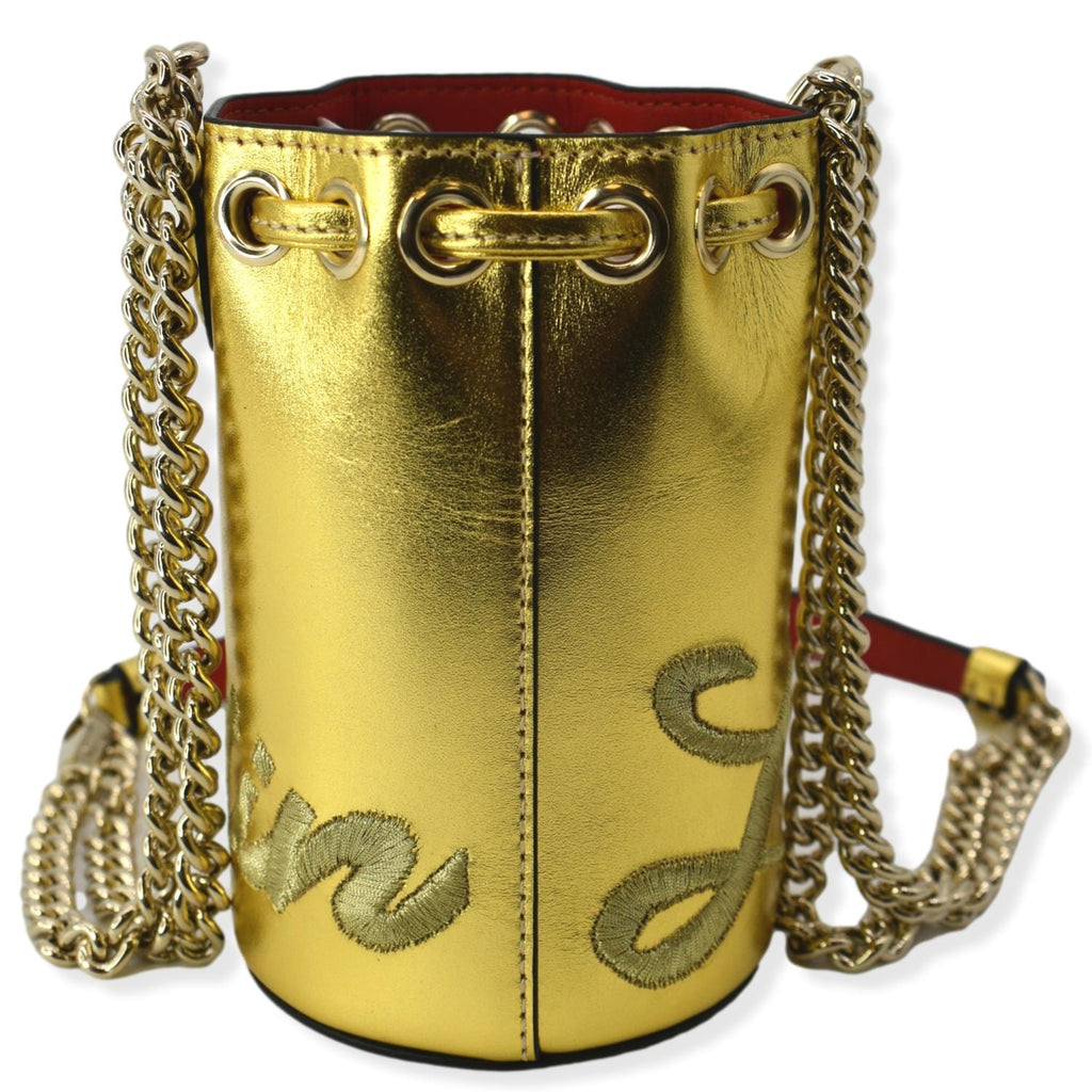 aften Sælger Konsultation CHRISTIAN LOUBOUTIN Mary Jane Bucket Mini Leather Shoulder Bag Gold -