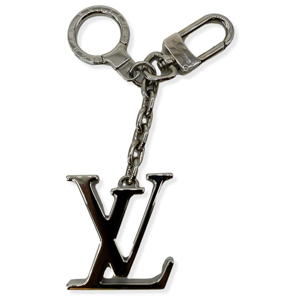 LOUIS VUITTON Blown Up Figurine Key Holder And Bag Charm Silver Metal