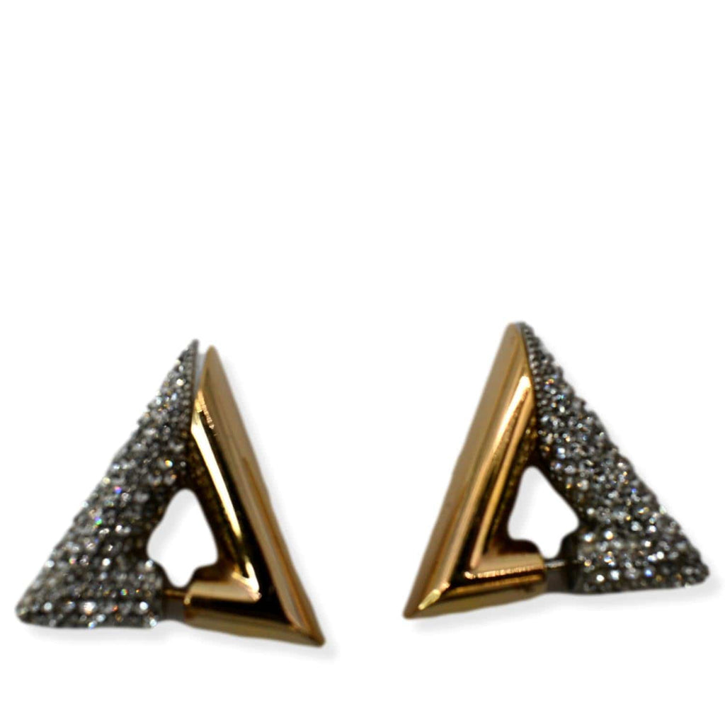 Louis Vuitton LV & V Heart Stud Earrings Crystals and Metal Gold