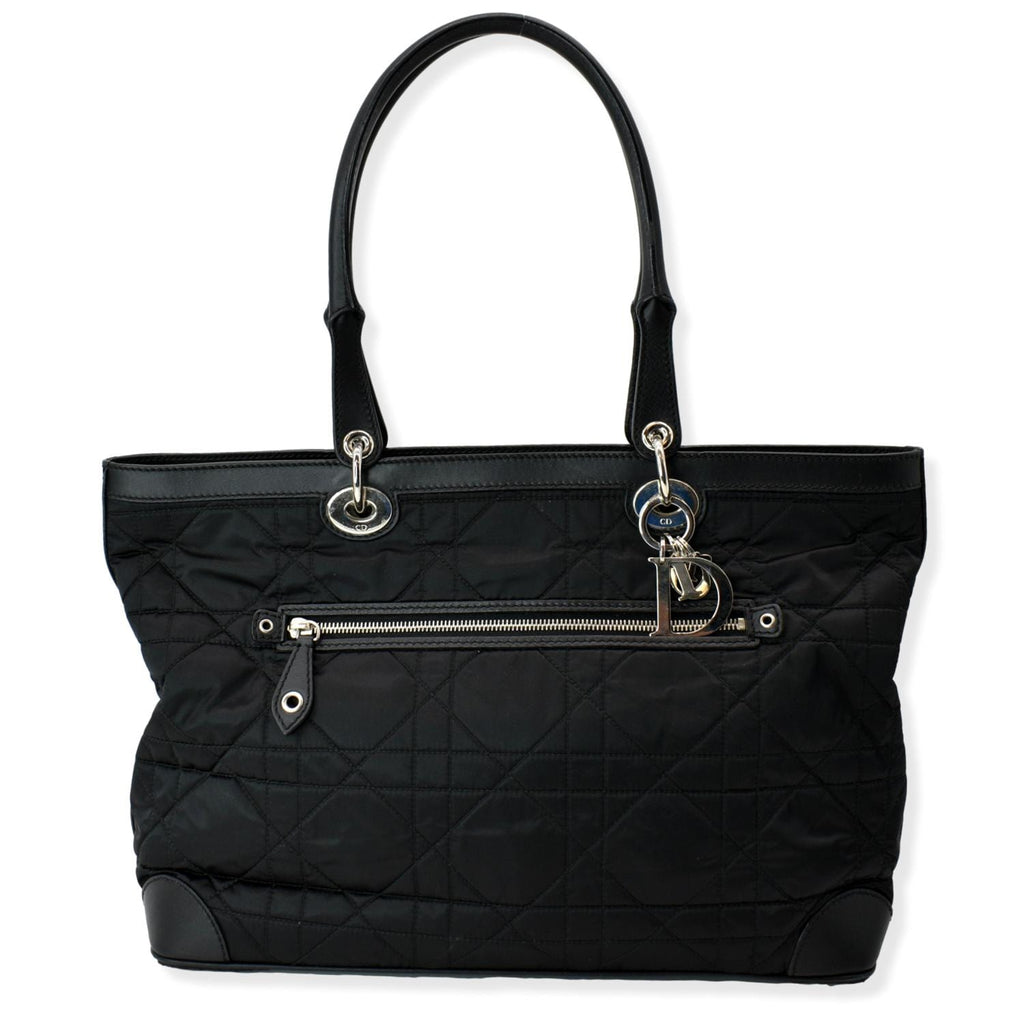 CHRISTIAN DIOR Quilted Satin Tote Bag Black