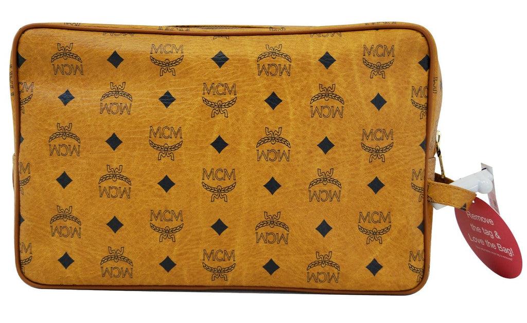Vintage MCM Classic Brown Monogram Clutch Bag Makeup Pouch 