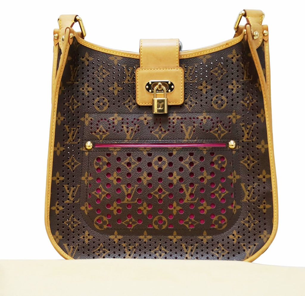 Auth Louis Vuitton Monogram Perforated Musette purple Limited