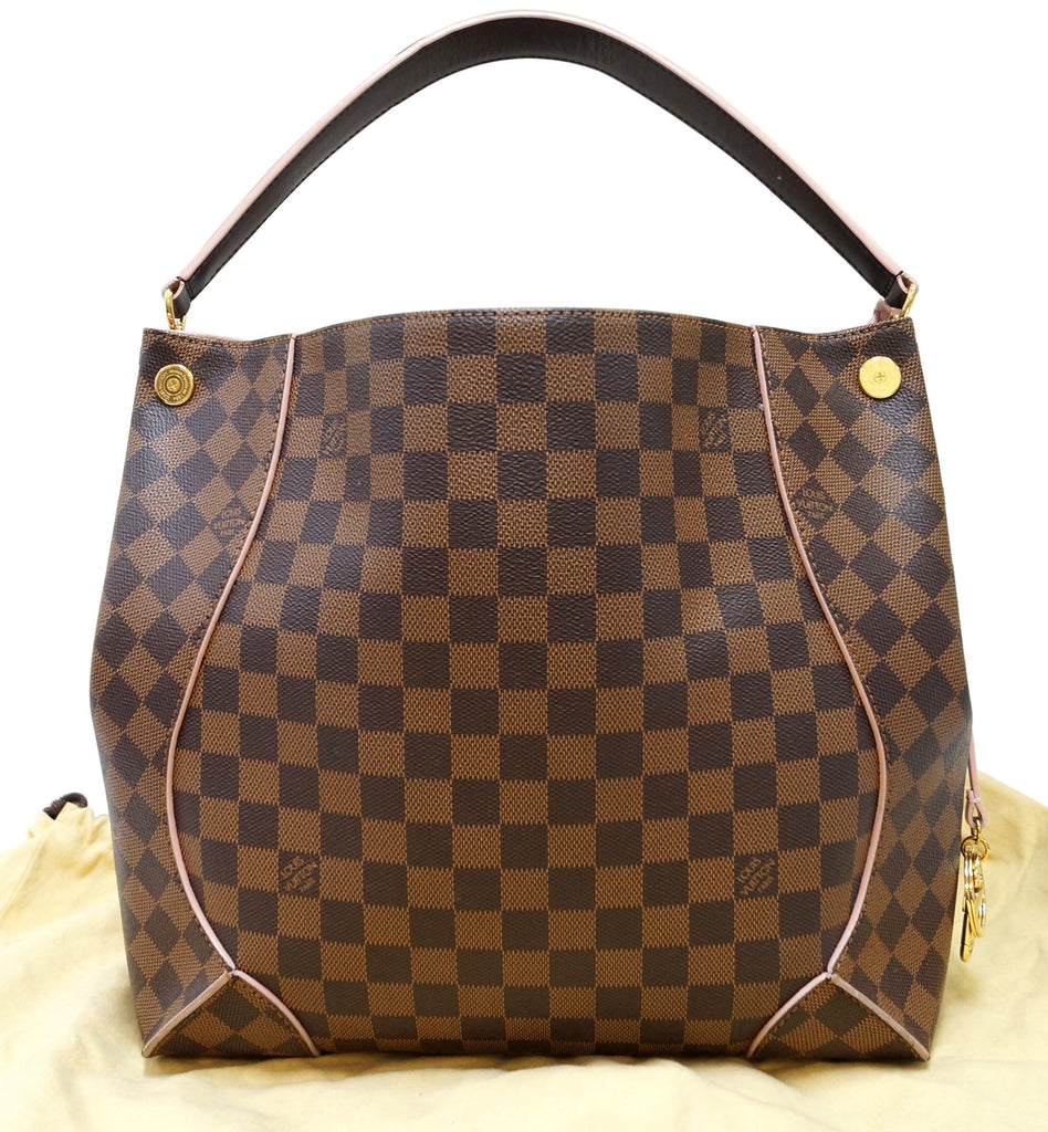 Authentic LOUIS VUITTON Damier Ebene Caissa Hobo Rose Ballerine