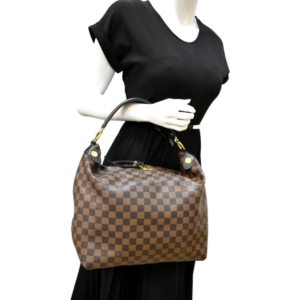 Louis Vuitton Regia Damier Ebene Large Shoulder Bag Tote Purse Brown Women  Hobo