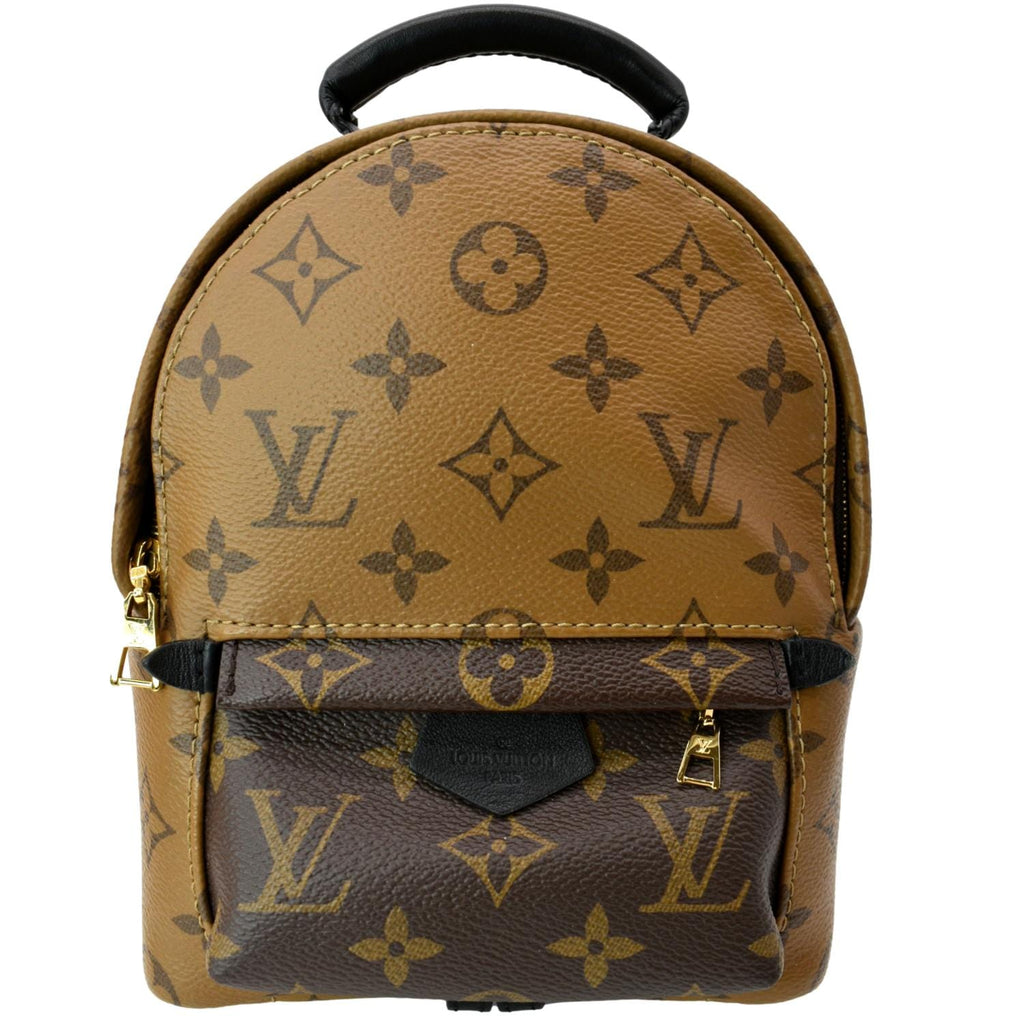 Louis Vuitton Ebene Reverse Monogram Coated Canvas Mini Palm Springs Backpack Gold Hardware, 2021 (Like New)