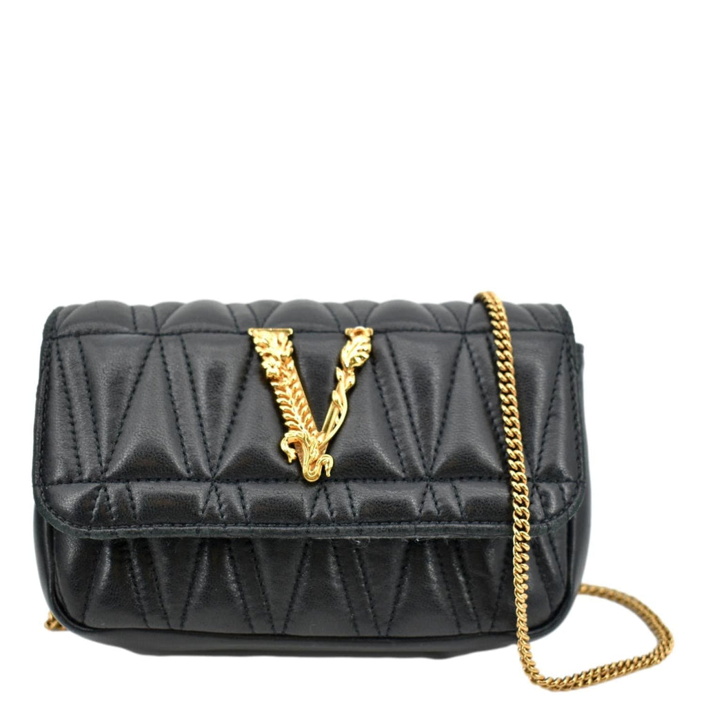 Virtus leather crossbody bag Versace Black in Leather - 34036117