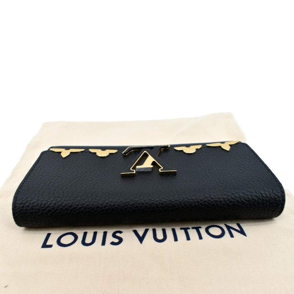 LOUIS VUITTON Taurillon Capucines Wallet Black 1216343