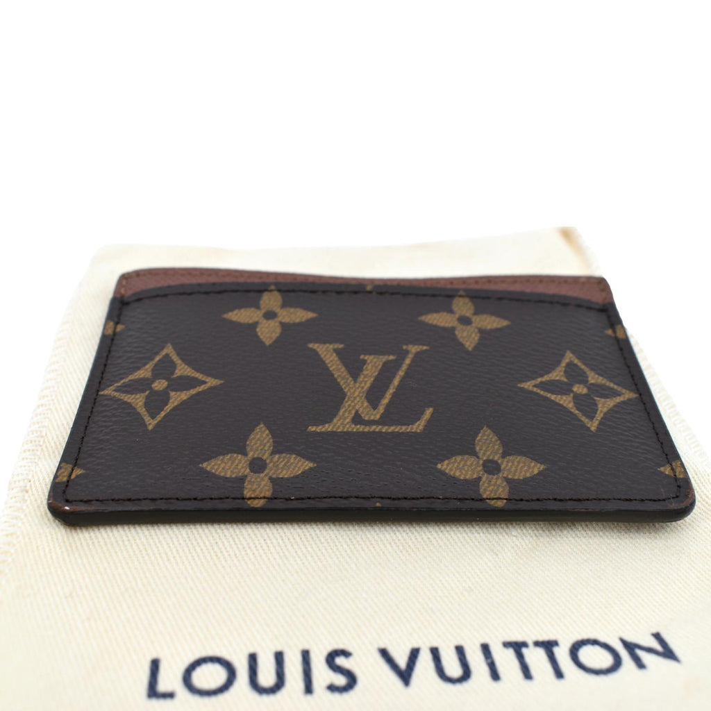 Louis Vuitton Card Case M62489 Silver Brown Metal Leather Holder