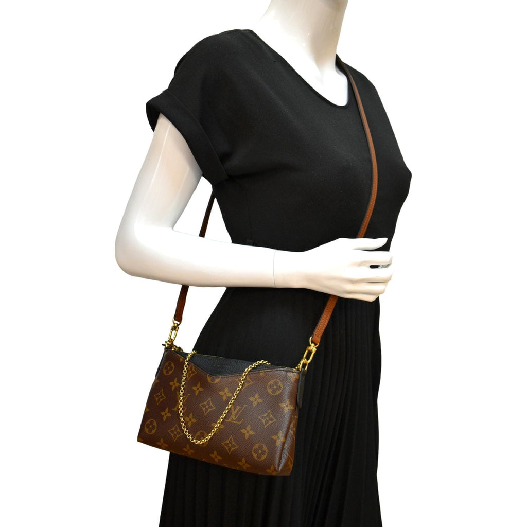 LOUIS VUITTON Monogram Pallas Crossbody Black 164684