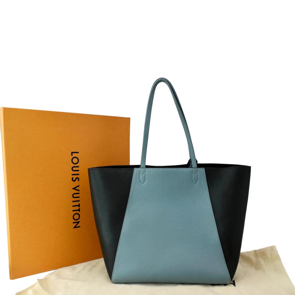 Louis Vuitton Lockme Cabas Leather Black & Blue Handbag Auction