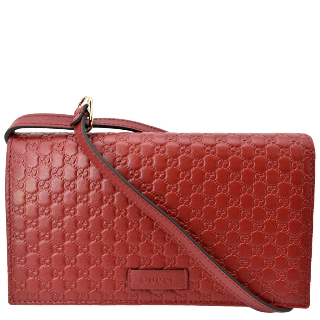 Gucci Womens GG Leather Black Wallet Crossbody Handbag 466507 