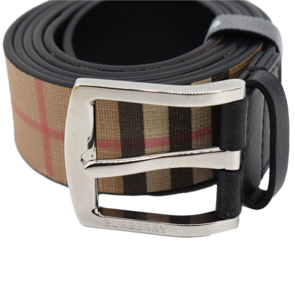BURBERRY: Vintage Check belt in matt grain coated fabric - Beige