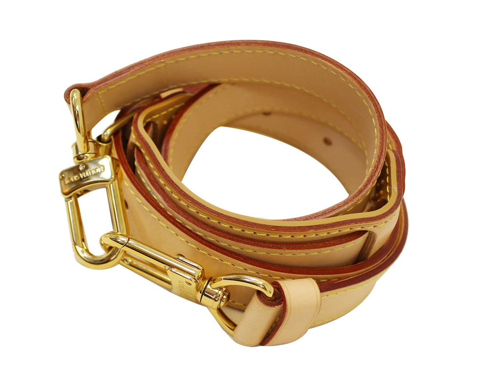 LOUIS VUITTON Logo Shoulder Strap Leather Beige Gold Bag Accessory 68SG547