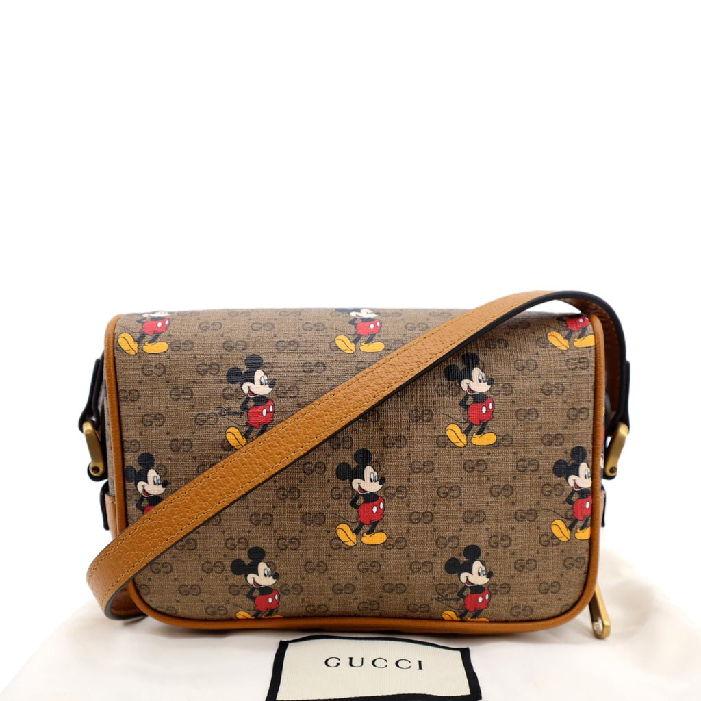 GUCCI GG Disney X Mickey Mouse Crossbody Leather Tan Brown