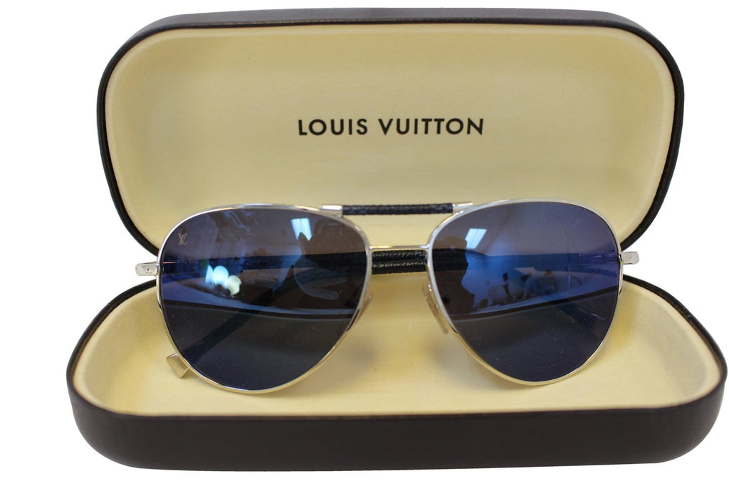 LOUIS VUITTON Z0571U Viola Pilot Sunglasses 62-16 145 Gold Black Metal Women  110