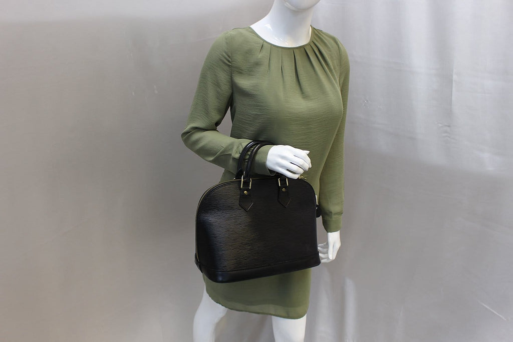 Alma PM Black Epi Leather with Shoulder Strap – Poshbag Boutique