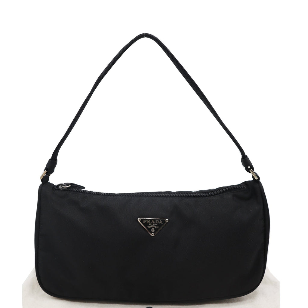 PRADA Tessuto Nylon Pochette Bag Black 708785