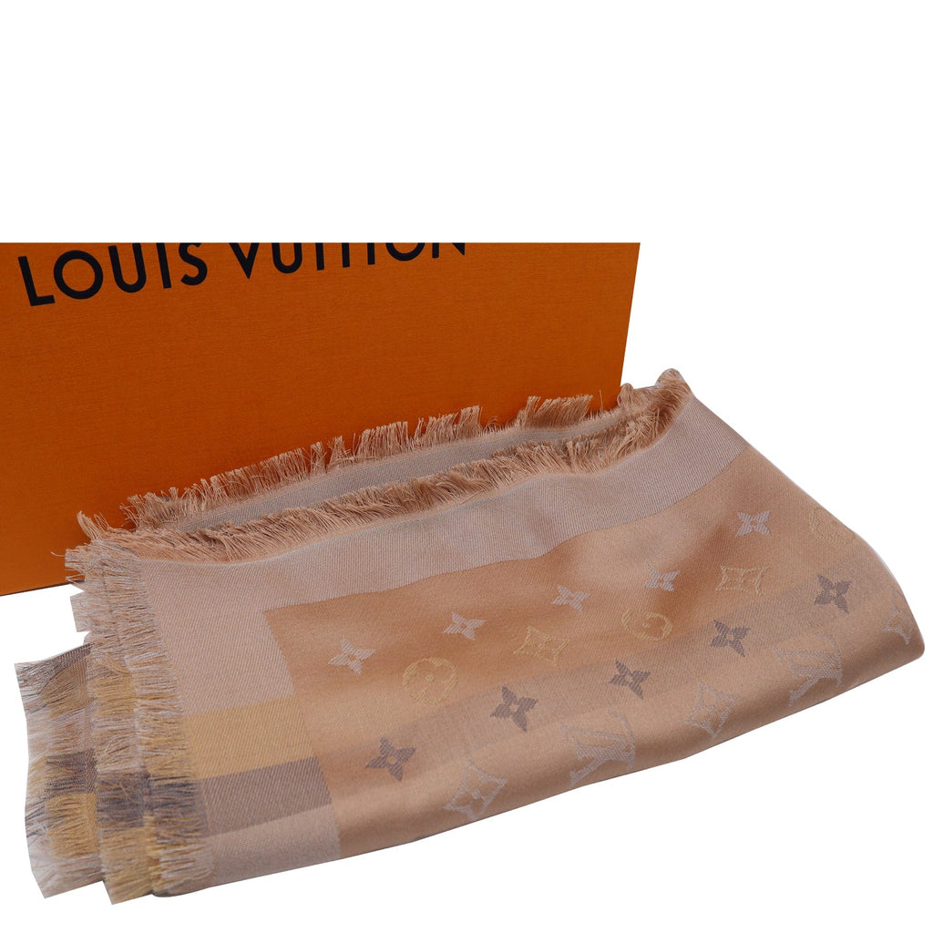 Châle monogram silk scarf Louis Vuitton Beige in Silk - 37245975