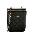 CHANEL Small Vertical Caviar Quilted Leather Chain Vanity Case Crossbody Black