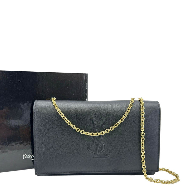 YVES SAINT LAURENT Belle De Jour Chain Leather Crossbody Bag Black