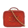 CHANEL Vanity Case Filigree CC Caviar Quilted Shoulder Bag Red front look